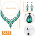 Jewelry Set for Women, 1 Set Green Pearl Crystal Necklace and Dangle Earrings Elegant Bridal Floral Cluster Teardrop Statement Necklace Earrings f...