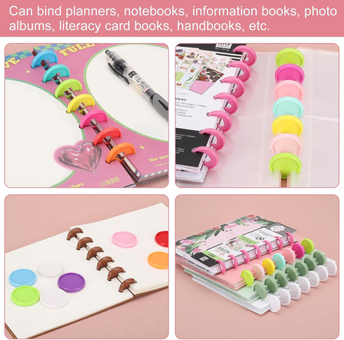 PATIKIL 35mm 1-1/2" Red Plastic Round Book Binding Discs, 33 Pcs Discbound Expansion Discs Plating Round Binder Rings for DIY Notebook Planner...