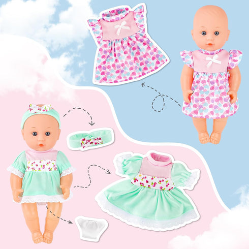 deAO Baby Doll Clothes for 12 Inch Dolls,6 Sets Doll Clothes and Accessories,6 hangers,Dress Up Fun,Doll Outfits Accessories Underwear for Doll Gi...