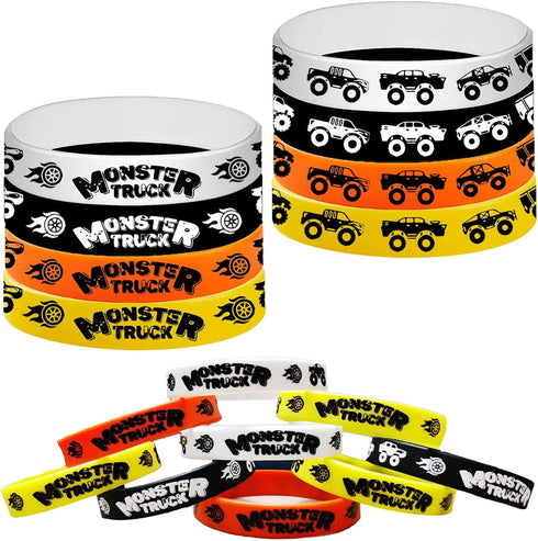 CupaPlay 24PCS Monster Truck Theme Rubber Silicone Wristbands -Birthday Party Favors Party Supplies Decorations...