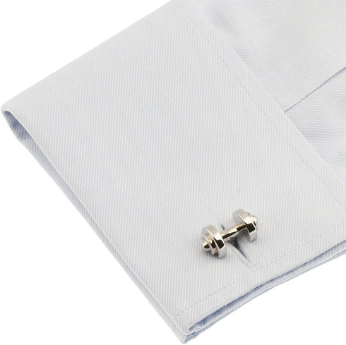 Dumbbell Cufflinks Barbell Weight Lifting Trainer Cross Fit Cuff Links...