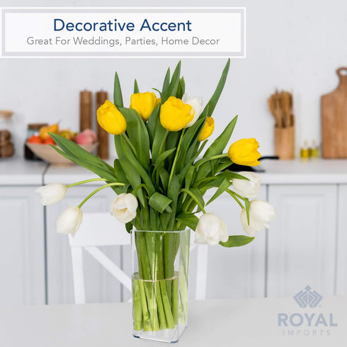 Royal Imports Flower Vase Acrylic Tall Rectangle - Decorative Centerpiece for Home or Wedding - Non Breakable Plastic, 5" X10 - Clear...
