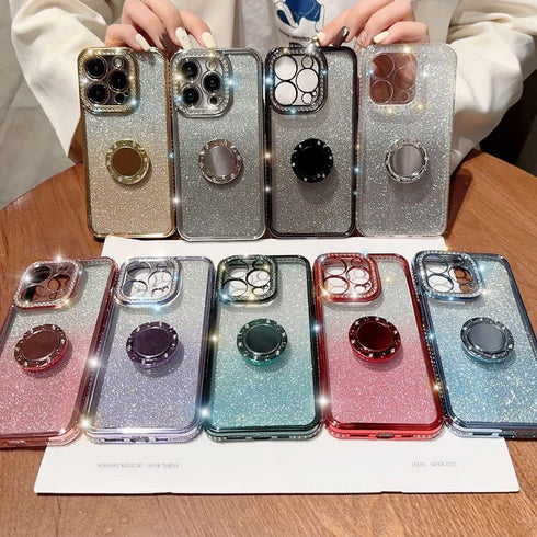 Case for iPhone 12 Case Women Girl with Ring Stand Ring Holder Kickstand, Cute Glitter Sparkle Bling Protective Phone Case Cover (Purple)...