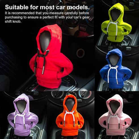 Mini Car Gear Shift Cover Hoodie Car Gear Shift Cover, Interior Accessories Shift Knobs Fashionable Shirt Trim (White) (HF0817A)...