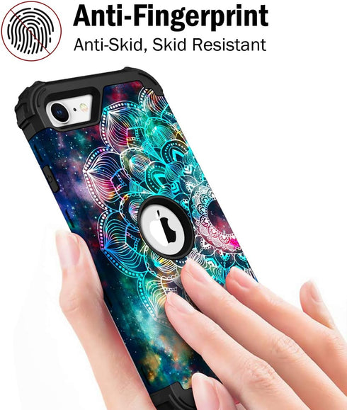 Hocase for iPhone SE 2022/2020 Case, Heavy Duty Shockproof Protection Hard Plastic+Silicone Rubber Hybrid Protective Case for iPhone SE 3rd/2nd Ge...