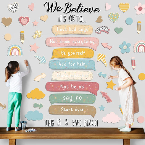 Boho Bulletin Board Set We Believe Motivational Classroom Decor Boho Positive Affirmations Cutouts for Teachers Classroom Bulletin Board School Wa...