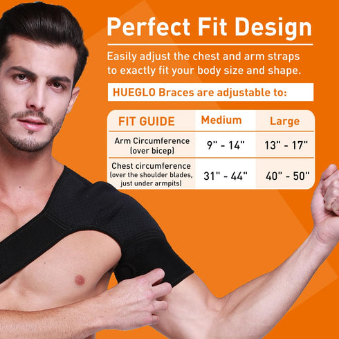 Hueglo Right Shoulder Brace for Women Men Rotator Cuff,Adjustable Shoulder Support for Shoulder Pain Relief?Dislocated AC Joint,Labrum Tear,Sprain...