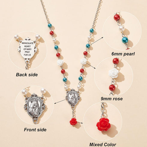 PH PandaHall Rosary Necklace Making Kit Rosary Prayer Making Supplies First Communion Necklace Set Pearl Beads Cross Beads Kit for Rosary Easter E...