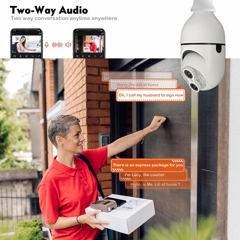10X Hybrid Zoom Light Bulb Security Camera, 2MP Light Socket Security Camera Outdoor Indoor, Wireless WiFi Home Security Cameras, Full Color Night...