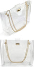 Multifunction Clear Chain Tote with Turn Lock Womens Shoulder Handbag...
