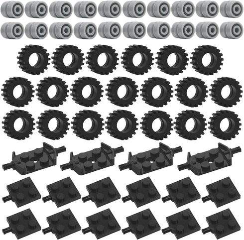 Tires Wheels and Axles Sets - 56 Pieces Brick Accessories Basic Classic Building Block Toys,Car Truck Wheels Parts...