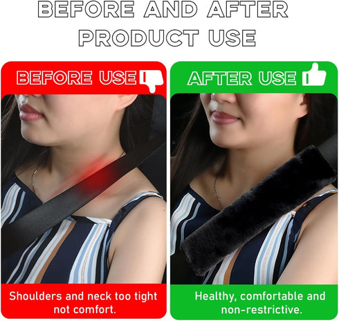 2PCS Car Seat Belt Cover Pad, Soft Auto Seatbelt Protector for a More Comfortable Driving, Fluffy Plush Seatbelt Shoulder Pad for All Vehicles and...
