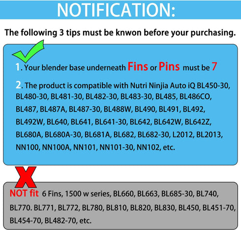 2 PACKS 7 FINS Extractor Blades Replacement Part Bottom Blade for Ninja Blender for Nutri Ninja Auto iQ BL642 NN102 BL682 BL2013 and More...