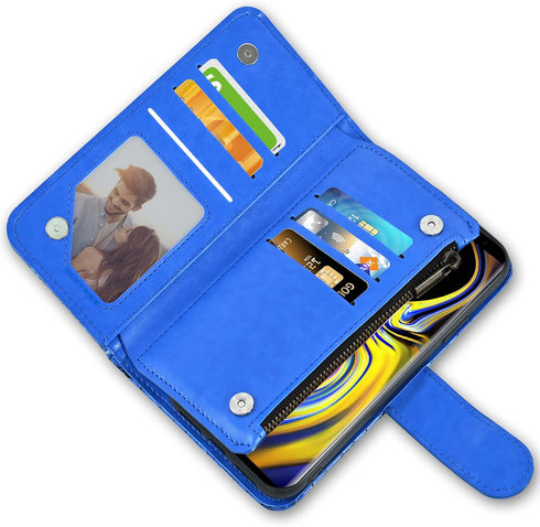 Asuwish Phone Case for Samsung Galaxy Note 9 Wallet Cover with Screen Protector and Wrist Strap Bling Glitter Leather Flip Zipper Credit Card Hold...