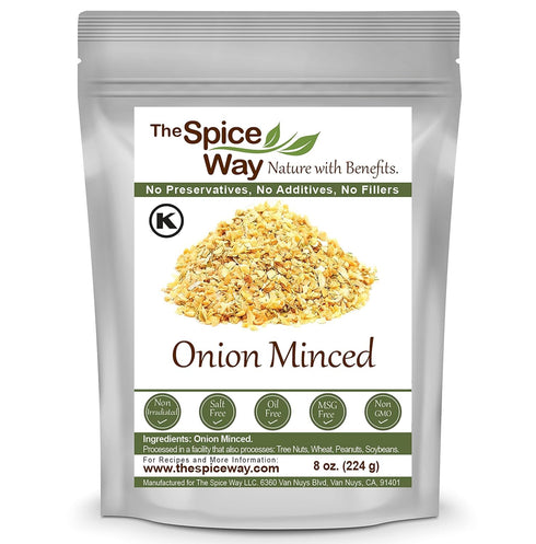 The Spice Way Minced Onion - 8 oz - bulk dehydrated onions flakes more coarse than powder or granules...