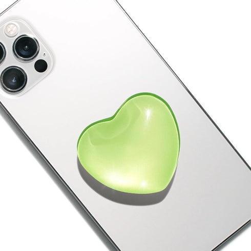 COMMONKUNST Glass Crystal Heart shape Collapsible Expandable Multi Functional Mobile Phone Grip & Kicktand (Green)...