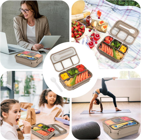 Vensp Lunch Box for Kids Girls Boys,Adult Bento Box with 4 Compartments,Woman Lunch Box Containers for Work with Utensils,Sauce Jar, Muffin Liners...