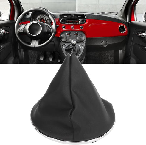 Qiilu Car Gear Shift Knob Boot Gearstick Gaiter Kit Gear Shift Knob Boot 50293173 Comfortable Touch Soft Dust Cover Replacement for 500C 2007 to 2...