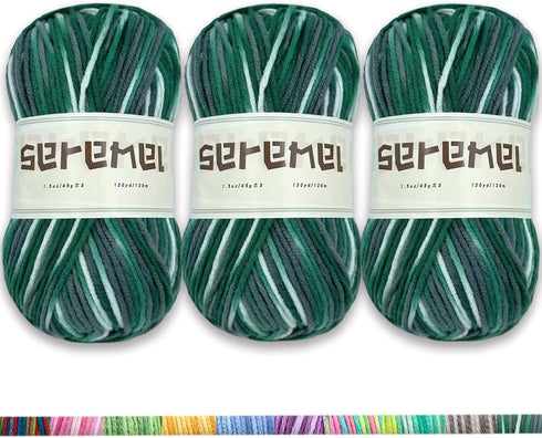 3 Pcs Pack with 5-Ply Acrylic Yarn, 3 Balls of 4.8Oz/135g Soft 3mm Medium Thick Colorful Yarn for Crocheting Knitting, 260 Yds/240m Crochet Blanke...