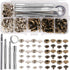 Leather Snap Fasteners Kit, Press Stud Stainless Steel Buttons for Marine Boat Canvas with Punching Tool Set Tool Kit (2 Components, 40 Pcs for Ea...