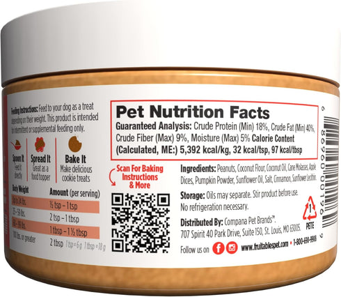 Fruitables Spreads – Spreadable Dog Treat – Bakeable Dog Treat – Real Apple & Pumpkin – Human-Grade 100% Natural Ingredients – Great for All Dogs ...