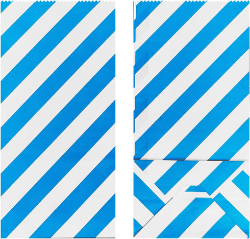 Blue Striped Paper Bags Mini Party Favor Bags for Kids Birthday Party Supplies (50 CT 3.5×2.3×7 in)...
