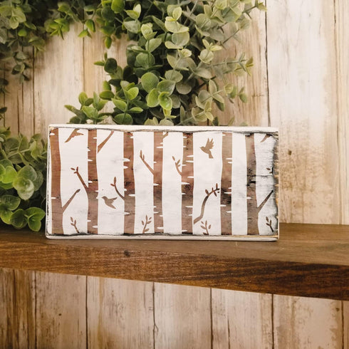 GSS Designs Birch Trees Stencils 12x12Inch Reusable Art Stencils for Painting on Wood Wall Furniture Plastic Tree Stencils for DIY Crafts...