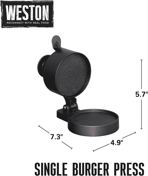 Weston Burger Press, Makes 4 1/2" Diameter Patties for Hamburger, Crab Cakes, Sausage, 1/4lb to 3/4lb, with Spring Ejector for Easy Removal, Singl...
