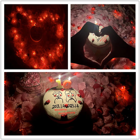 Yolyoo 14.7 ft 40 LEDs Heart Shaped String Lights for Valentines Day,Wedding,Mother's Day,Christmas,Party Favors,Pink White Red Heart Shaped Light...