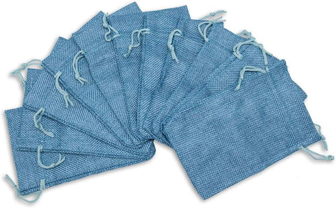 12-Pack 5.5x7.75 Natural Burlap Gift Bags w. Drawstring (Teal Blue, Medium) for Party Favors, Presents or DIY Craft by TheDisplayGuys...