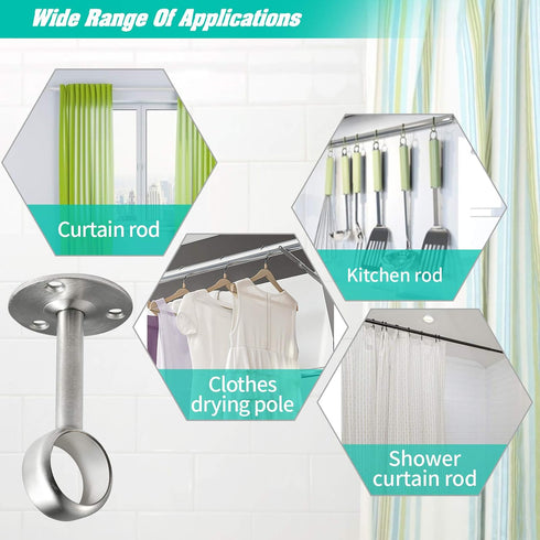 Creatyi Heavy Duty Closet Rod Brackets Closet Shower Curtain Rod Bracket Ceiling-Mount Brackets Closet Rod Holders Closet Pole Sockets Closet Rod ...