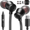 USB C Headphones Wired Earbuds for iPhone 15 Pro Max in-Ear Noise Canceling Type C Earphones Microphone Volume Control for Google Pixel 8 Pro Sams...