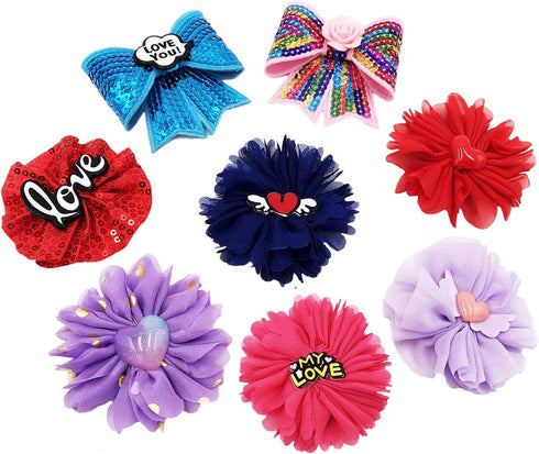 PET SHOW Dog Charms Flower Collar Accessories For Cat Puppy Collars Dogs Bowtie Grooming Pack of 8...