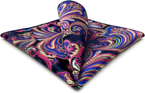 S&W SHLAX&WING Multicolored Fuchsia Pink Blue Matching Pocket Square Only...