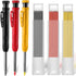Sutekus Carpenter Pencil Set 3 Pieces Deep Hole Pencil with Built in Sharpener and 18 Pcs Refills Scriber Marking Tools for Woodworking Constructi...