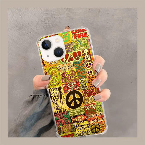 Aesthetic Vintage Hippie Peace Case Compatible with iPhone 15, Psychedelic Trippy Case for iPhone 15, Unique Trendy Design TPU Bumper Cover Case...