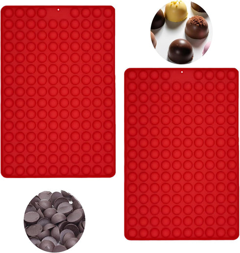 Chocolate Drops Silicone Mold Mini Round 148 Cavity Dog Treat Molds Non-Stick Gummy Candy Molds for DIY Chocolate Cookies Jelly Red 2 PCS...