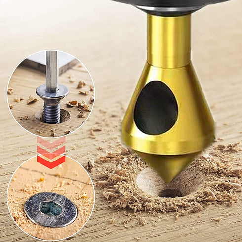 KEWAYO 4pcs Titanium Coated Countersink Chamfer Tool Deburring Tool Set Metal Wood Drill Bits Zhongbo Business...
