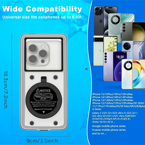 Underwater Waterproof Diving Snorkeling Phone Case for iPhone 15/14/13/12/11 Pro Max/Xr/X/Xs &Samsung Galaxy S24/LG/Google/Nokia/Motorola Screensi...