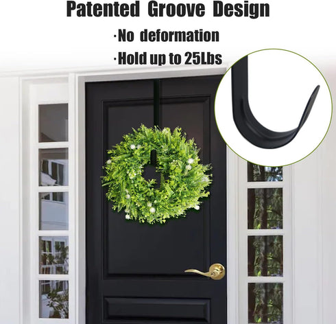 GameXcel 15" Wreath Hanger for Front Door - Large Wreath Metal Hook for Christmas Wreath Over The Door Single Hook, Black...