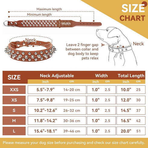 Spiked Dog Collar Brown Soft Pu Leather Funny Mushrooms Rivet Spike Studded Puppy Collar Adjustable Outdoor Pet Dog Collar for Small Medium Large ...
