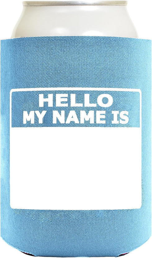Personalized Can Cooler Hello My Name is Name Tag Set 6-Pack Can Drink Sleeves and Marker...