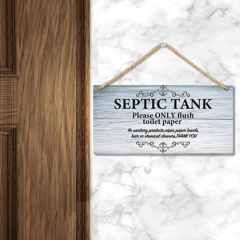TOARTI Bathroom Quote Wood Sign-12.5x25cm,Toilet Rule Wooden Plaque Hanging Wall Art, Septic Tank Toilet Notes Hanging Bathroom Restroom Door Deco...