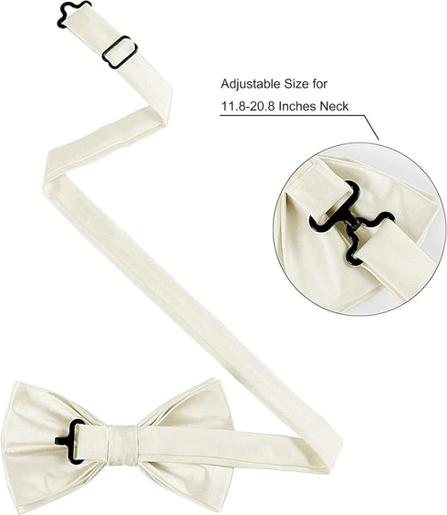 Bow Ties for Men, Men’s Pre-Tie Bow Tie Satin Silk Adjustable Bow Tie Cufflinks Hanky Sets With Gift Box...