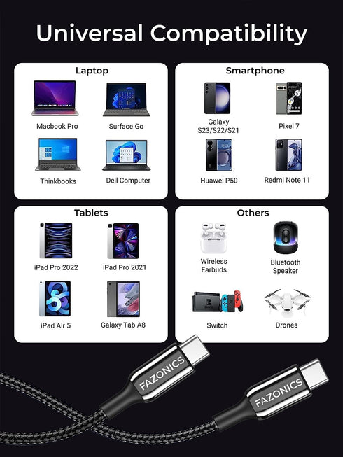 705 ELECTROLINE II USB-C to USB-C Zinc Alloy with Nylon Braided 16 Spun Twisted Yarn Cable 100W Fast Charging for MacBook, Samsung Galaxy S10...