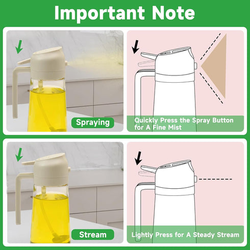 Oil Sprayer for Cooking, 2 in1 Oil Spray Bottle, 16 oz/450ml Olive Oil Sprayer Mister, Food-grade Olive Oil Dispenser Bottle with a Oil Brush for ...
