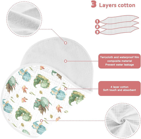 Burbuja Cute Dragon Muslin Baby Burp Cloths, Soft & Absorbent Cotton Burping Rags for Newborn Boys & Girls, 2 Pack...