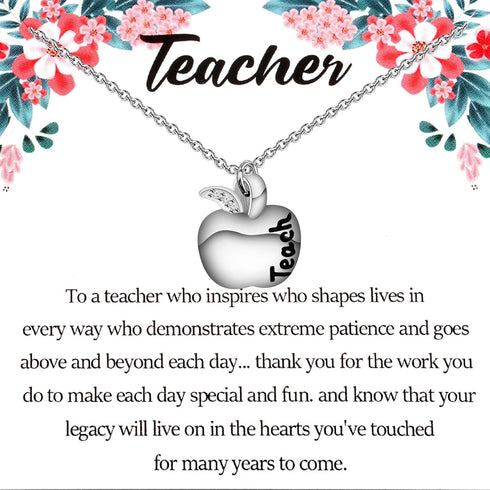 FOTAP Teacher Appreciation Gift Teachers Day Gift Apple Charm Pendant Necklace Thank You Gift for Teacher Retirement Gift For Teacher...