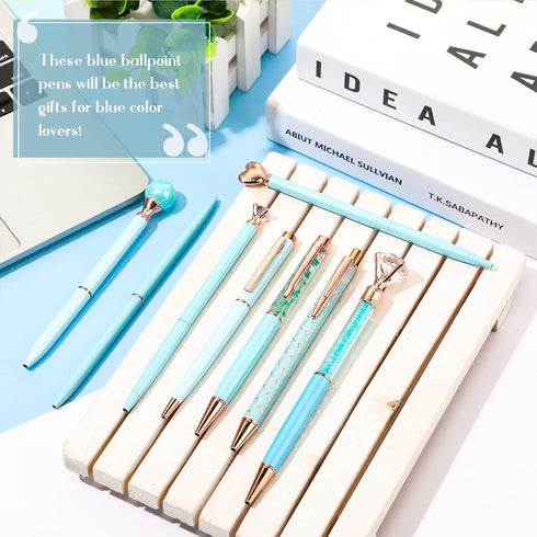9 Pcs Ballpoint Pens Set Metal Crystal Diamond Pen Glitter Pen for Journaling Black Ink Pretty Cute Pens Fancy Pens Gifts for Women Girls Christma...