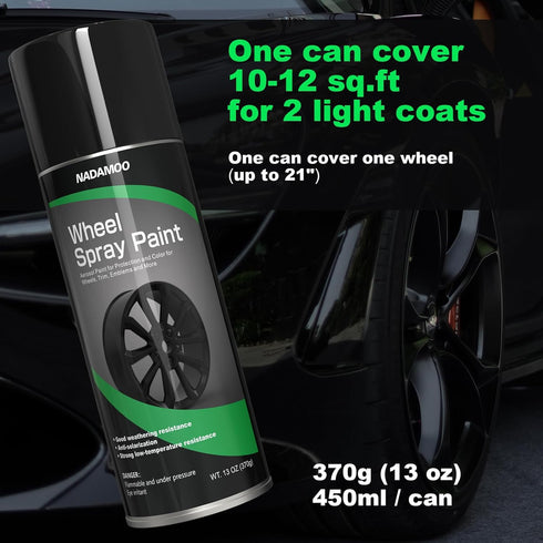 NADAMOO Aluminum Wheel Spray Paint, Semi-gloss Aerosol Car Rim Paint for Recolor and Protection of Metal Surface, Black, 1 Can, 13 Oz...